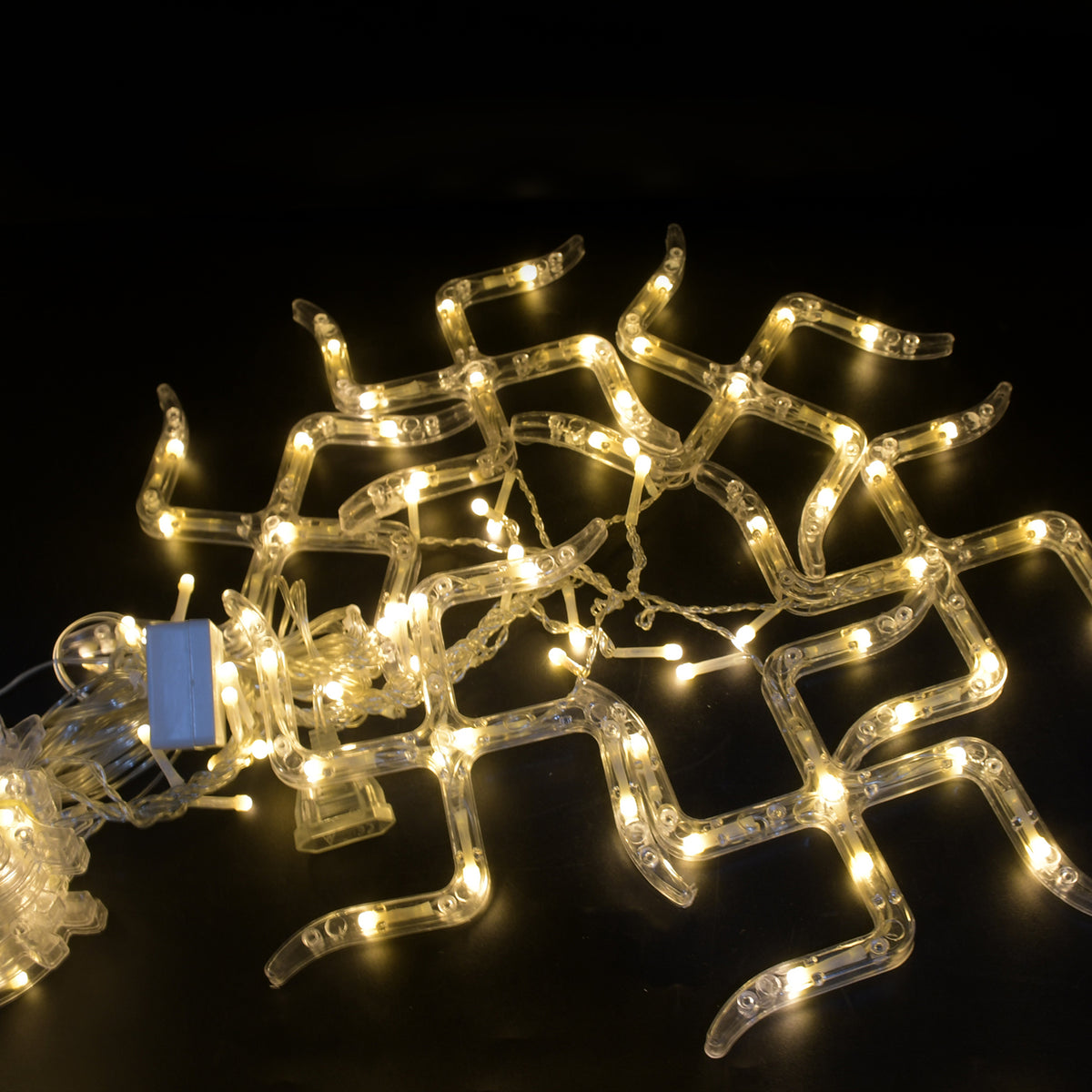 8320 Swastik Om Curtain Decorative Lights String Lights With 12 Hanging Props138 Led Diwali Decoration Items For Home Decor Night Light Room Lights For Bedroom Balcony Decor.
