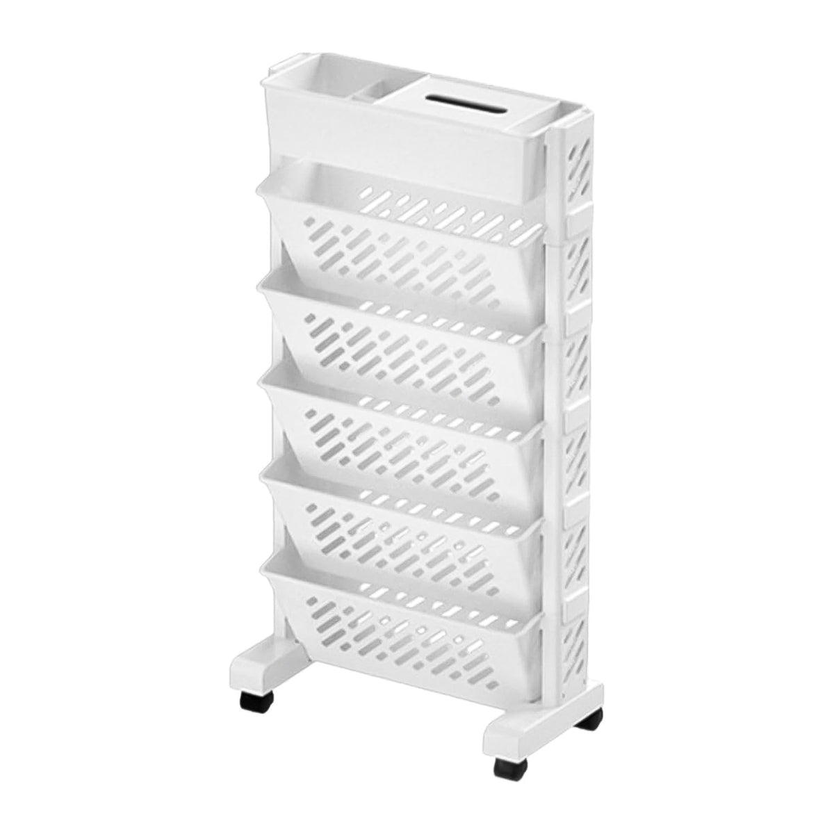 Movable Bookshelf Large Capacity Rotatable Plastic Rolling Organization Shelf Rack