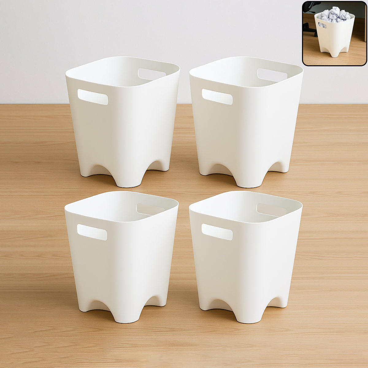 Modern Plastic Dustbin Waste Paper Basket - (4 Pc)