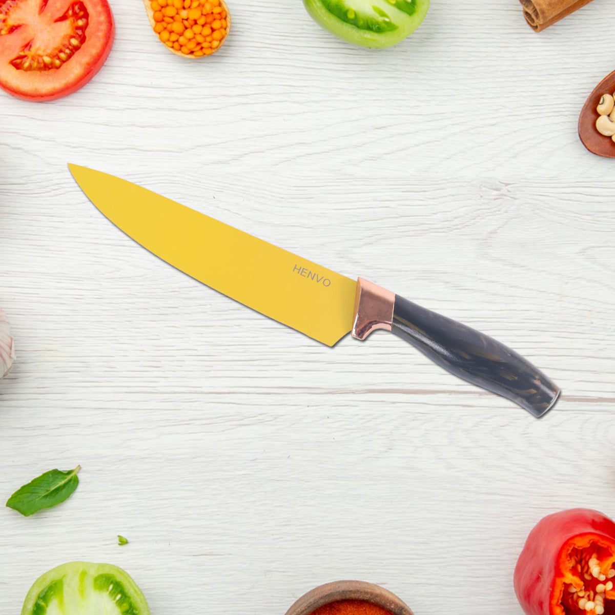 6 Pcs Professional Kitchen Knife Set With Chef Knives Cleaver Peeler Scissors