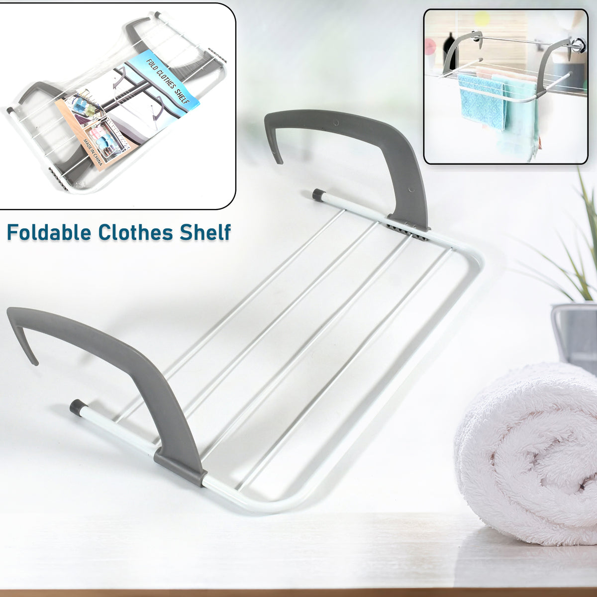 0333 Metal Steel Folding Drying Rack For Clothes Balcony Laundry Hanger For Small Clothes Drying Hanger Metal Clothes Drying Stand Socks And Plant Storage Holder Outdoor Indoor Clothes-towel Drying Rack Hanging On The Door Bathroom