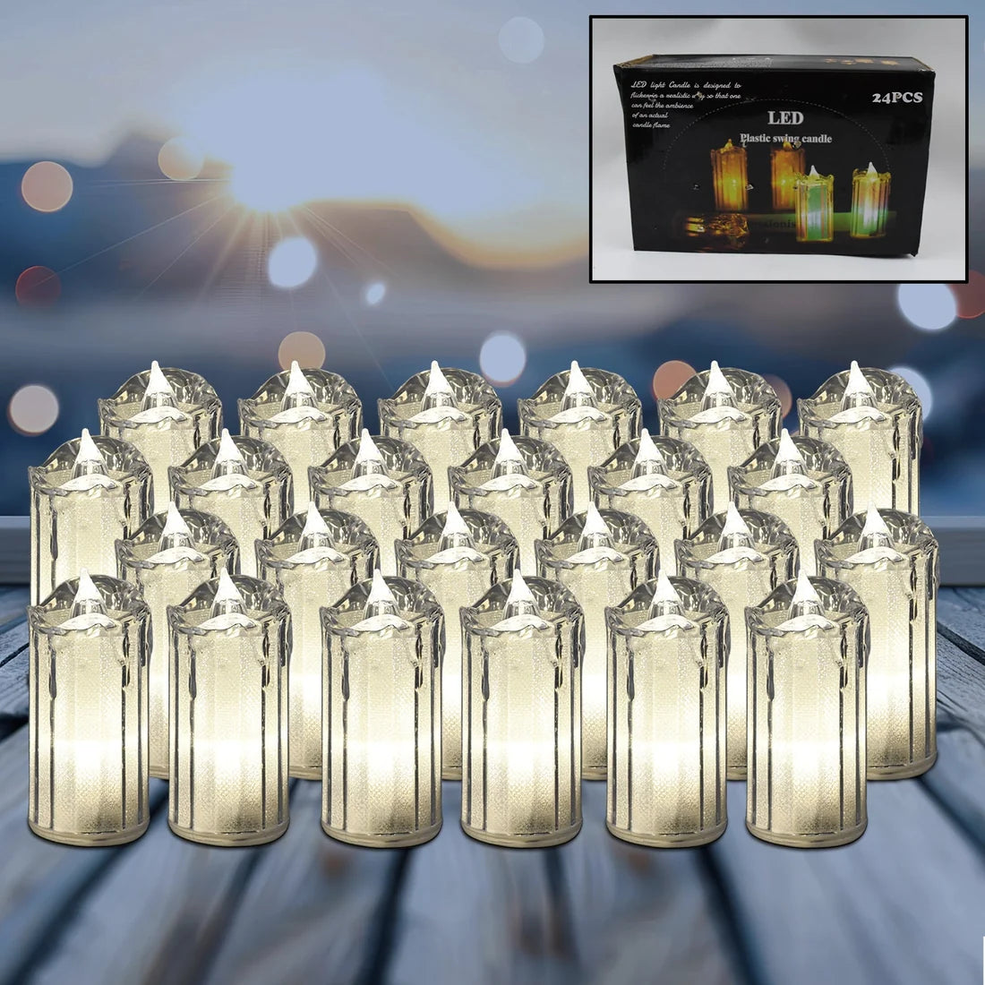 24 Pc Flameless And Smokeless Decorative Melting Candles Led Tea Light Candle Flickering Electronic Candle