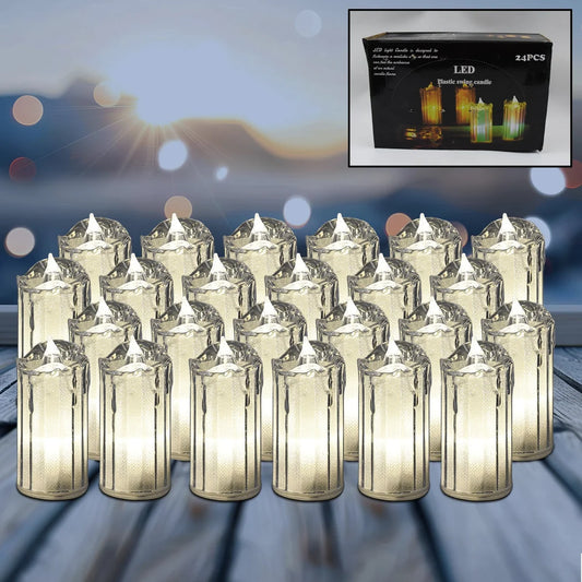 24 Pc Flameless And Smokeless Decorative Melting Candles Led Tea Light Candle Flickering Electronic Candle