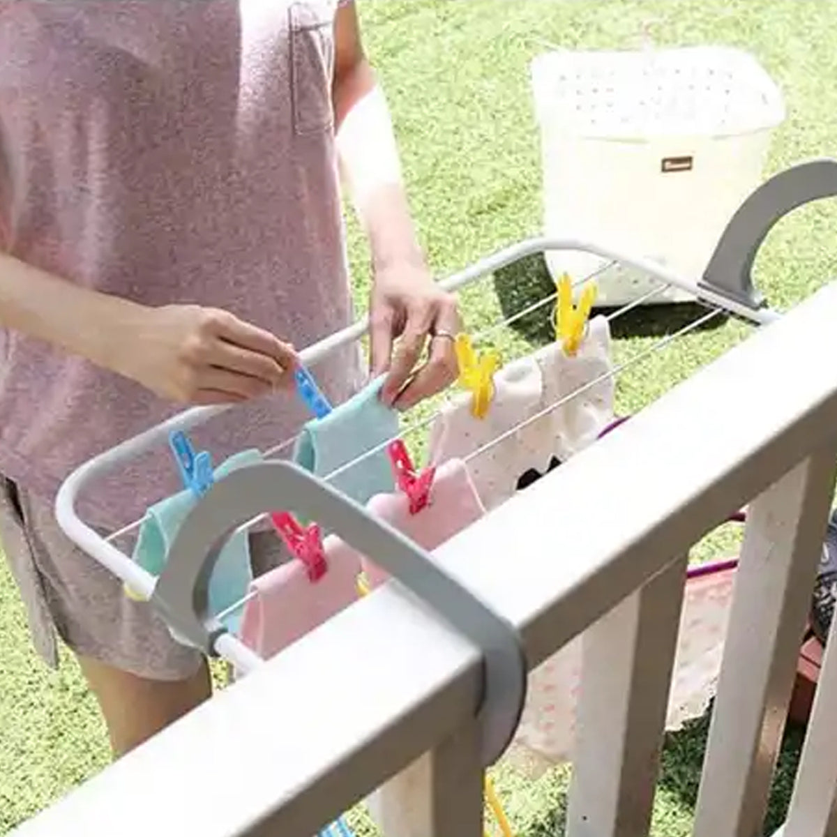 0333 Metal Steel Folding Drying Rack For Clothes Balcony Laundry Hanger For Small Clothes Drying Hanger Metal Clothes Drying Stand Socks And Plant Storage Holder Outdoor  Indoor Clothes-towel Drying Rack Hanging On The Door Bathroom
