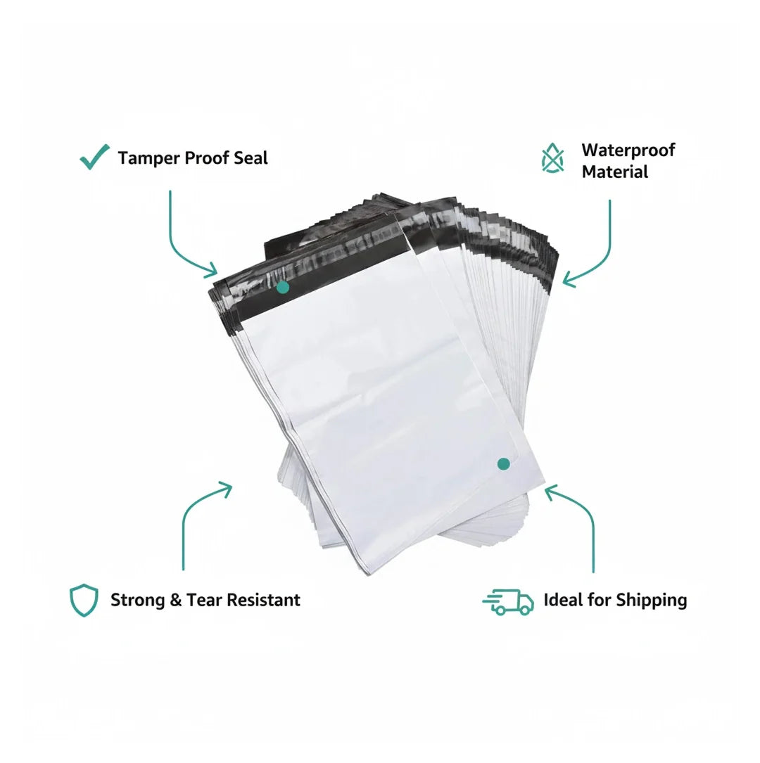 905 Tamper Proof Courier Bags(12x14 Plain 180 Pod M1) - 100 Pcs