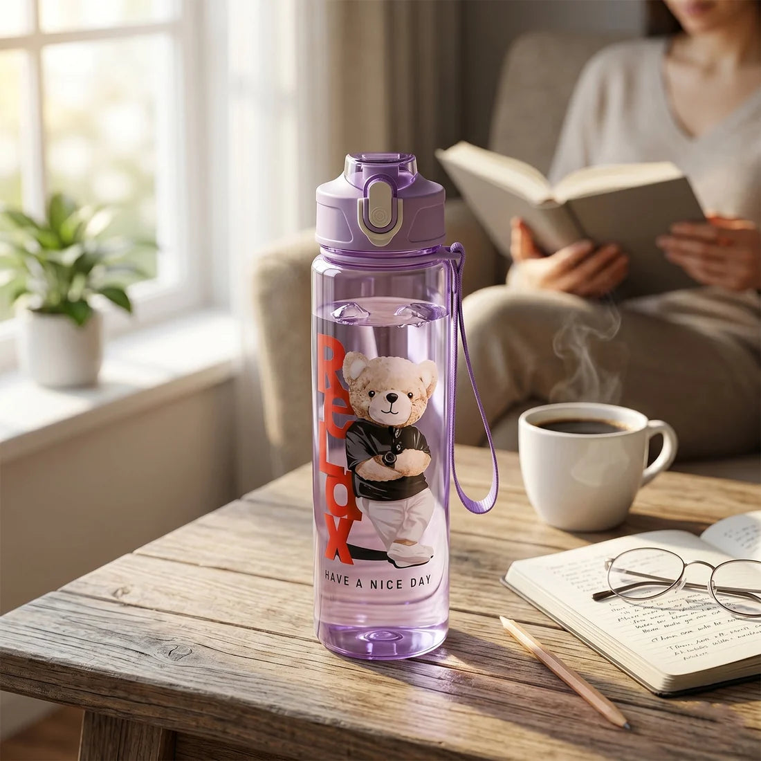 8403 Plastic Water Bottle 3pc Set3  Different Size Bottle High Quality Water Bottle Plastic Water Bottle Bpa-free  Leak-proof  Cartoon Printed Design For Kids School For Fridge Office Sports School Gym Yoga (3 Pc Set)