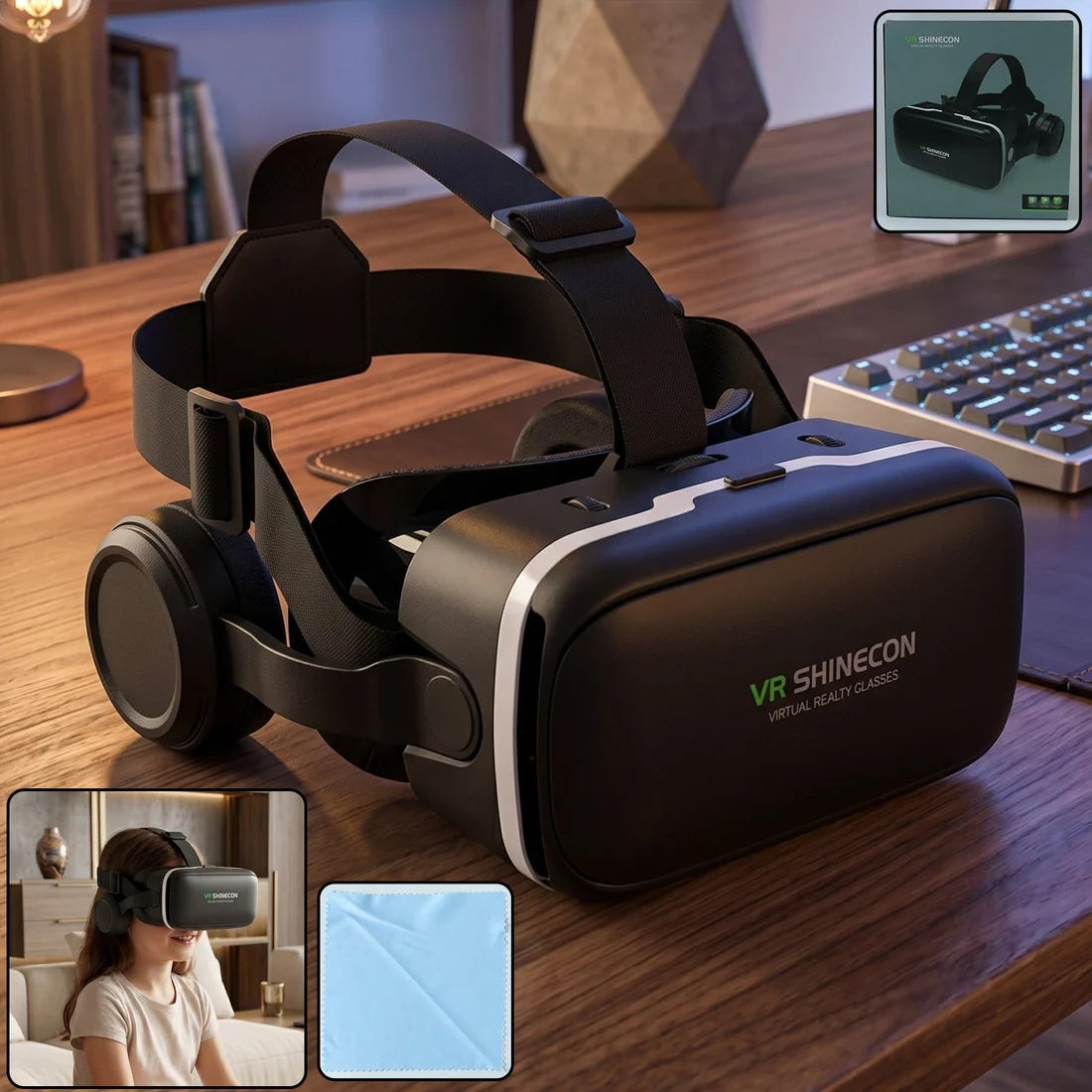 12836 3d Hd Vr Glasses Virtual Reality Goggles Headset For Ios For Android Smartphonevr Goggles-for 3d Vr Movies Video Games With Headphones (1 Pc)