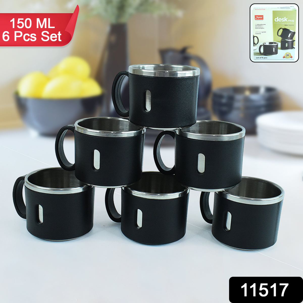 Apex Stainless Steel Desk Mug (6 Pc)