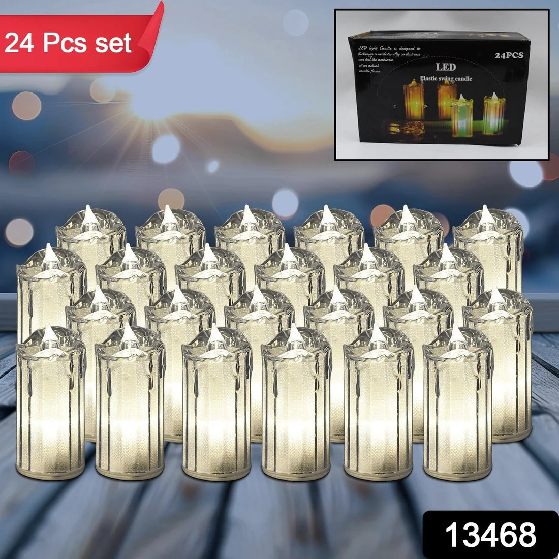 24 Pc Flameless And Smokeless Decorative Melting Candles Led Tea Light Candle Flickering Electronic Candle