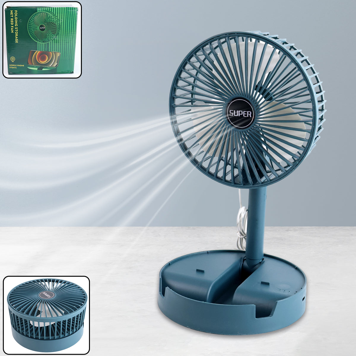 4642 Telescopic Electric Desktop Fan Height Adjustable Foldable  Portable For Travelcarry  Silent Table Top Personal Fan For Bedside Office Table (Battery Not Include)