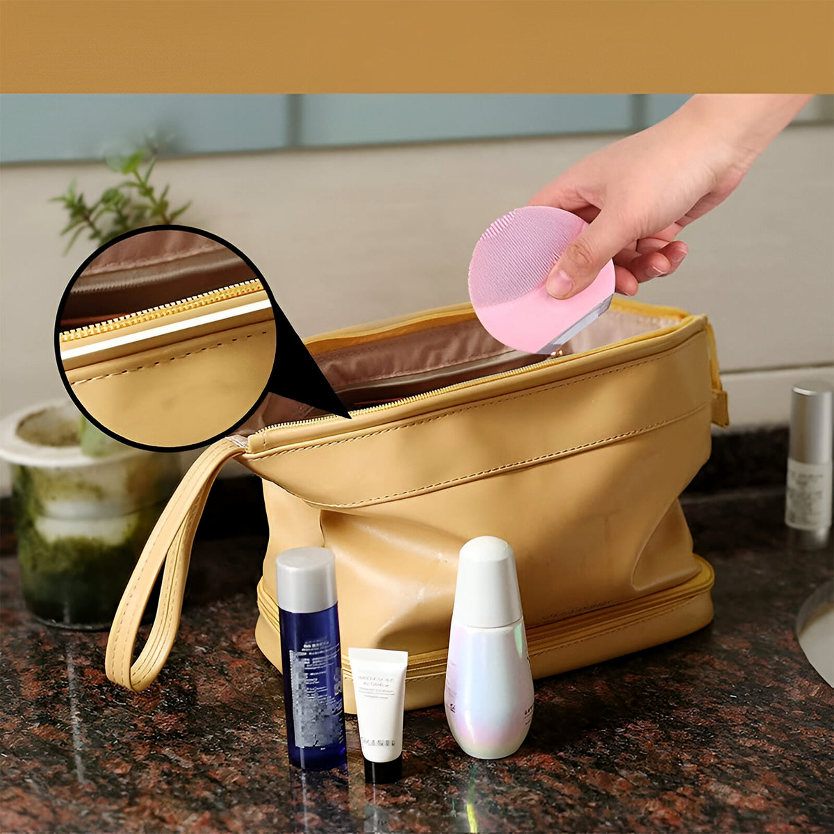 Spacious Cosmetic  Makeup Storage Bag (1 Pc)