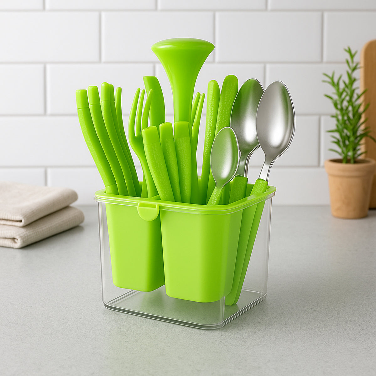 Supermom Premium Fancy Cutlery Set With Holder (24 Pc  Set)