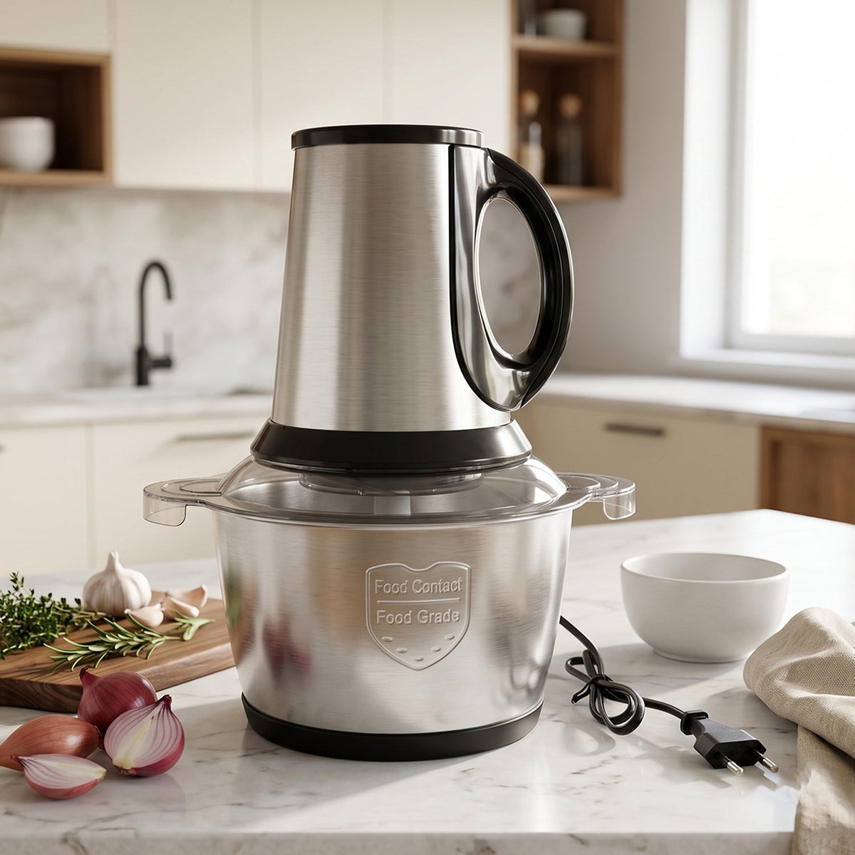 Electric Ss Food Processor 2 Litre Vegetable Chopper Mixer Grinder (1 Pc)