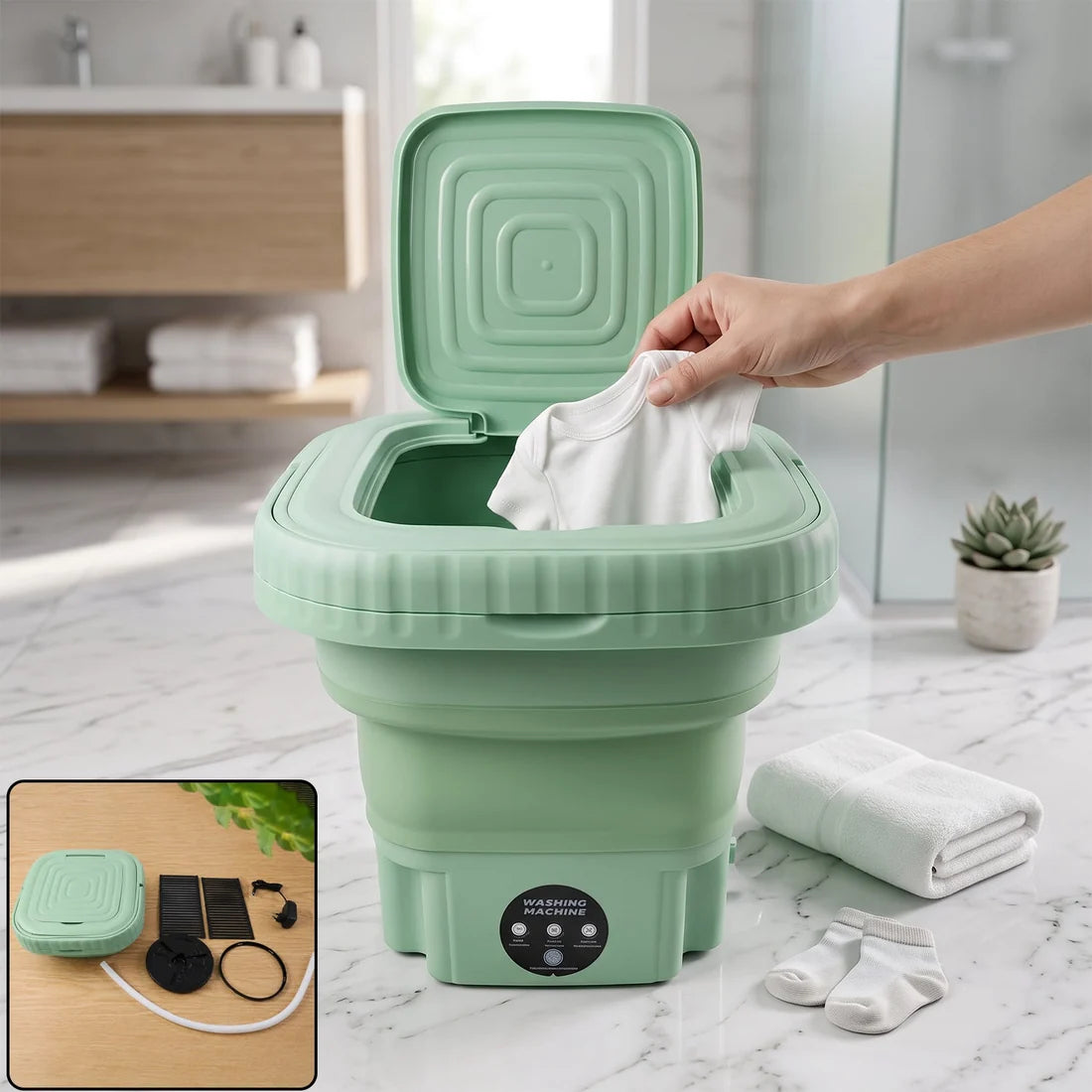 12679 Portable Washing Machine Mini Folding Washer And Dryer Combo For Underwear Socks Baby Clothes Travel Camping Rv Dorm Apartment