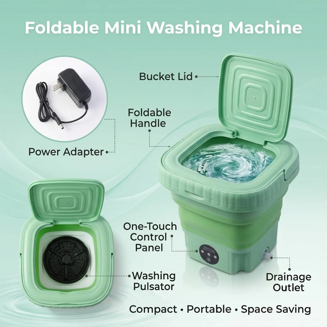 12679 Portable Washing Machine Mini Folding Washer And Dryer Combo For Underwear Socks Baby Clothes Travel Camping Rv Dorm Apartment