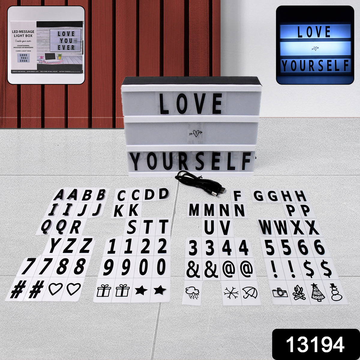 Black Mini A6 Magnetic Cinematic Light Box With 82 Characters And 10 Emojis  (1 Set)
