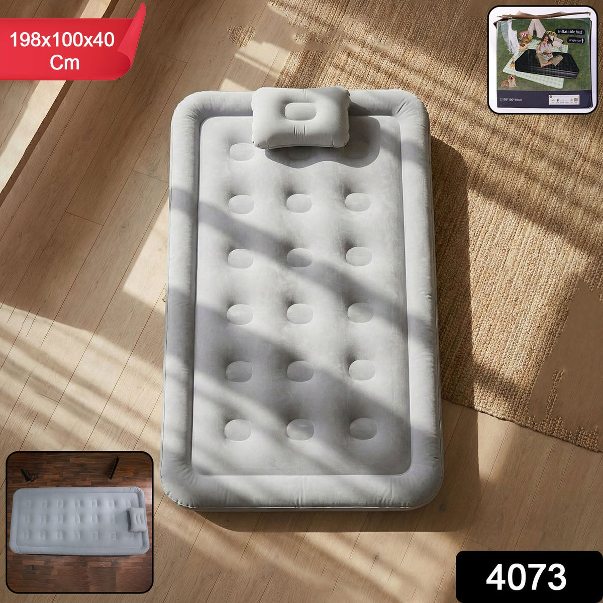 Portable Inflatable Bed Folding Lazy Bed (190x100x40 Cm  1 Pc)