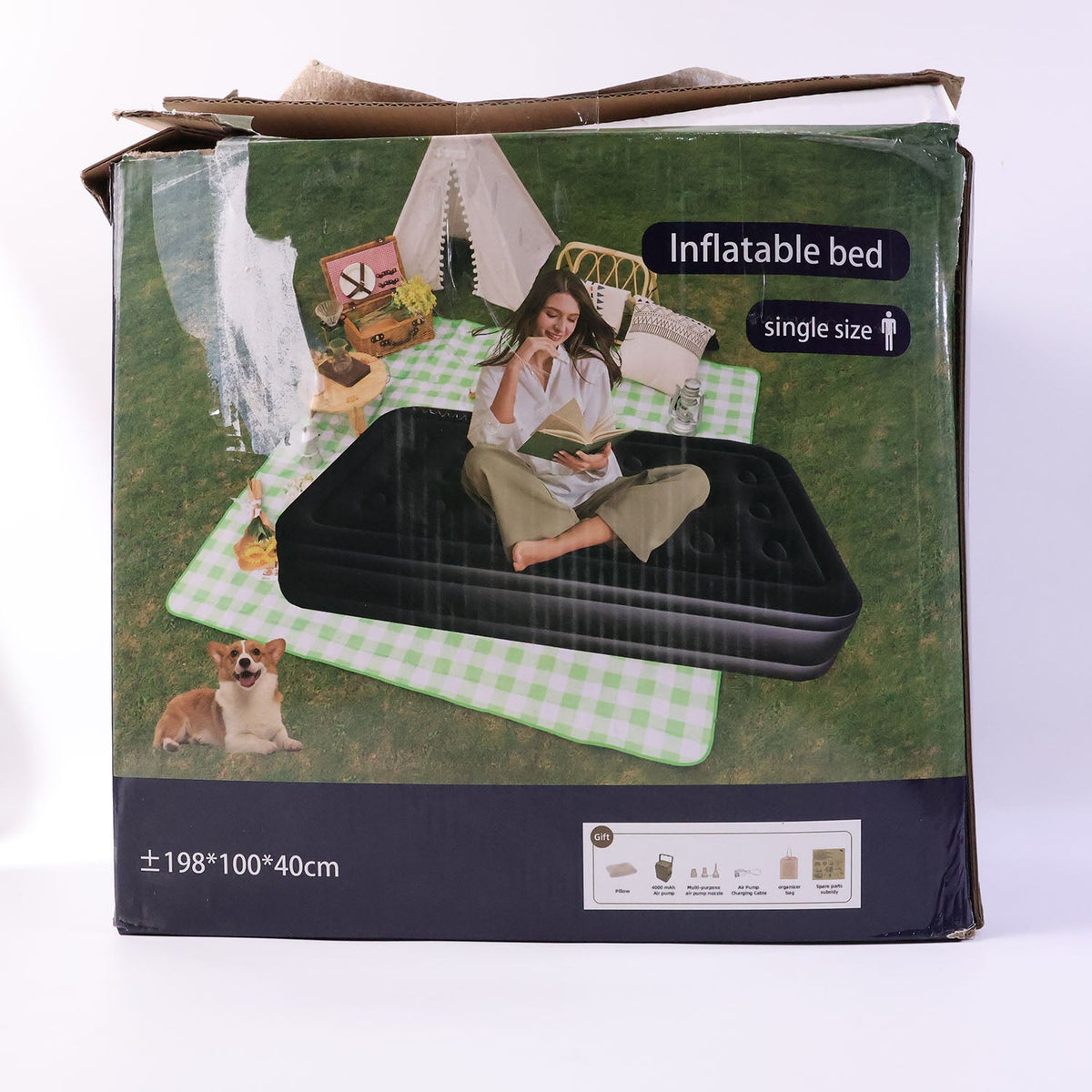Portable Inflatable Bed Folding Lazy Bed (190x100x40 Cm  1 Pc)