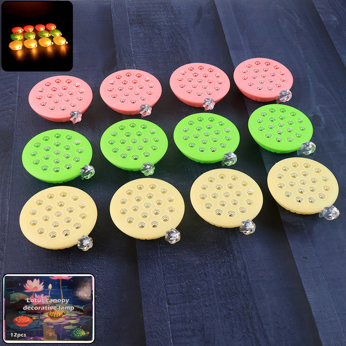 Set Of 12 Lotus Canopy Led Decorative Lamps