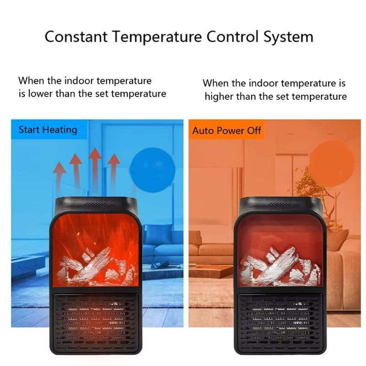 Portable Electric Fireplace Lamp Led Flame Heater (900w  1 Pc)