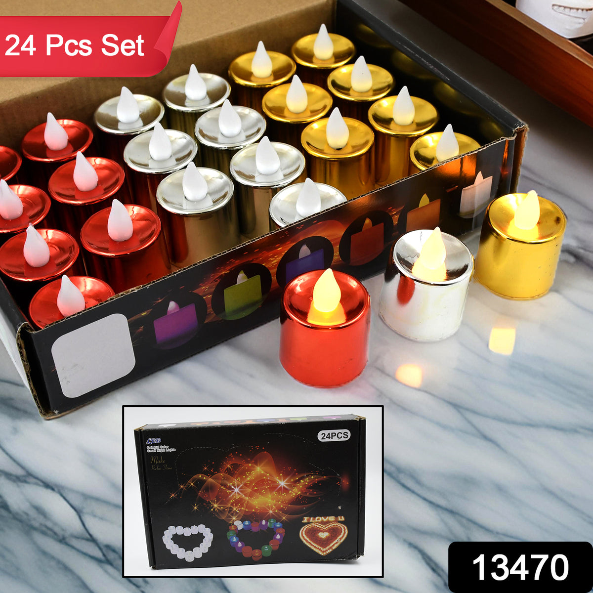 Electrical Candles Diya Led Tea Light Plastic Candle Light Candle Candle (24 Pc Set)