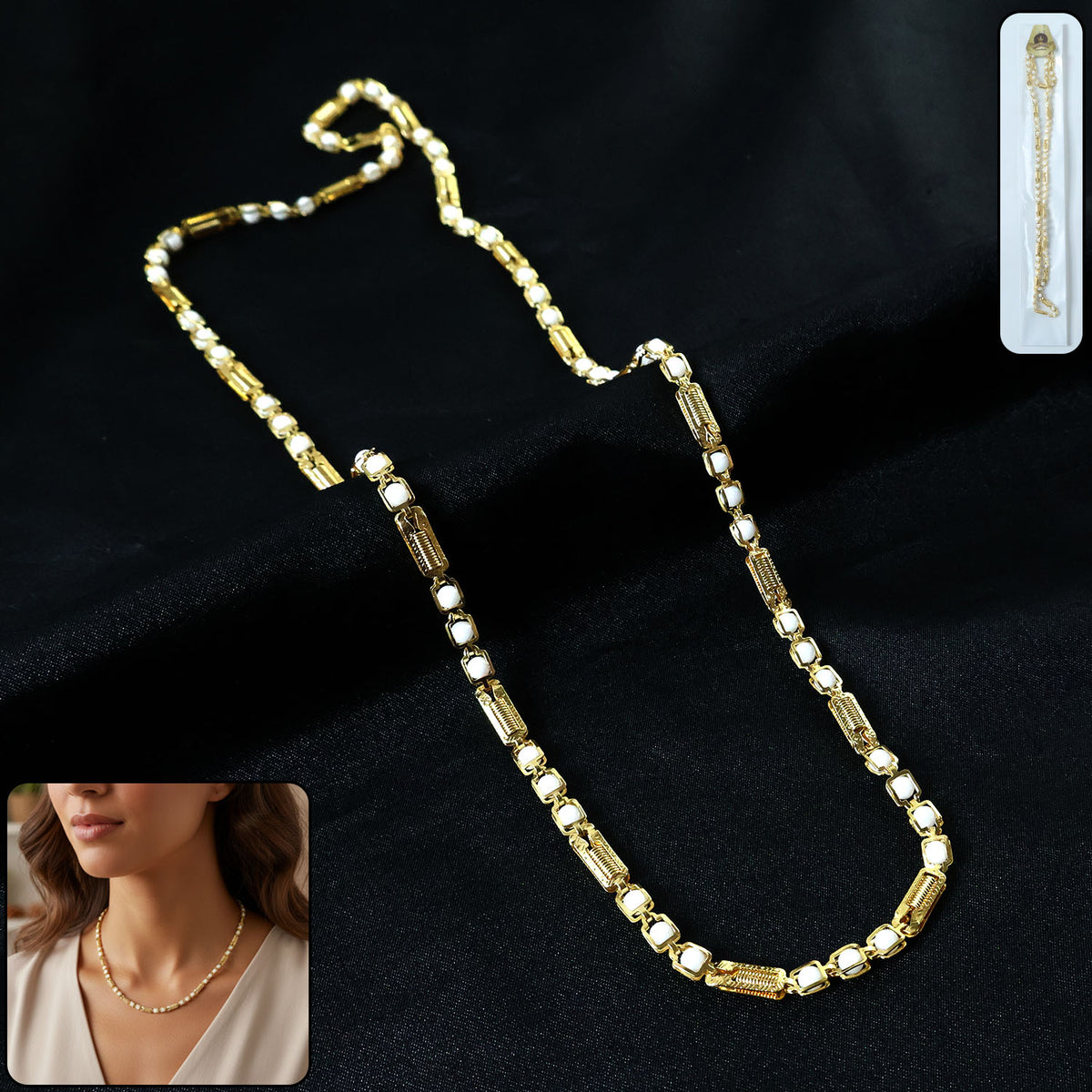 Gold-tone Designer Chain Necklace (1 Pc)