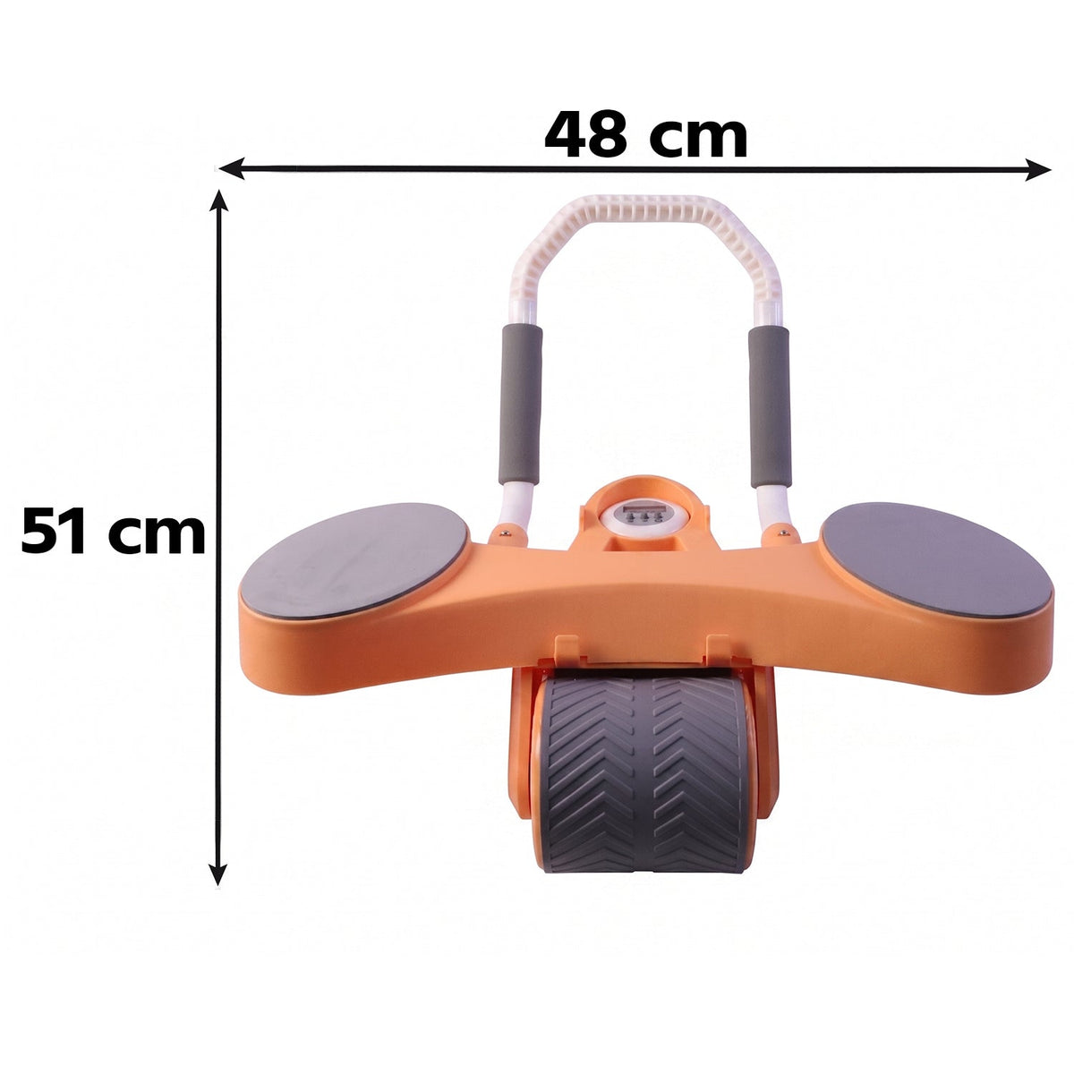 7209 Abdominal Roller Wheel Automatic Rebound Sponge Handle Double Wheel Abdominal Roller Non-slip Timer Function With Elbow Support For Exercises For Body Fitness Strength Training Home Gym