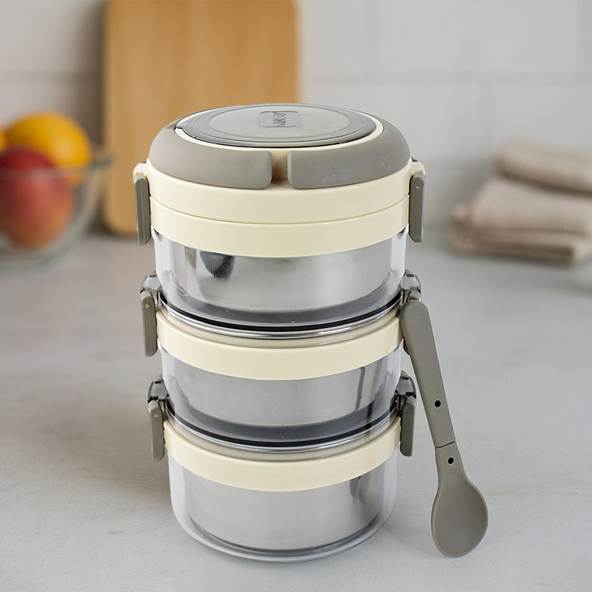 Ganesh Steko-3 Triple Layer Stainless Steel Insulated Lunch Box Set