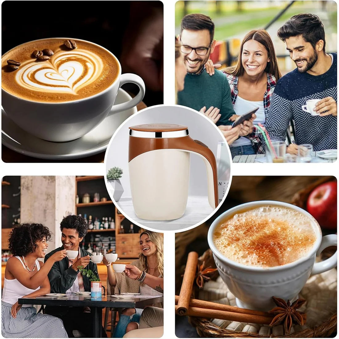 5545 Stirring Coffee Mug  Magnetic Stirring Coffee Cup  Stainless Steel Mug For Milk  Travel Mixing Cup  Self Stirring Coffee Mug Suitable For Coffee Milk Hot Chocolat  Battery Operated ( Battery Not Included )