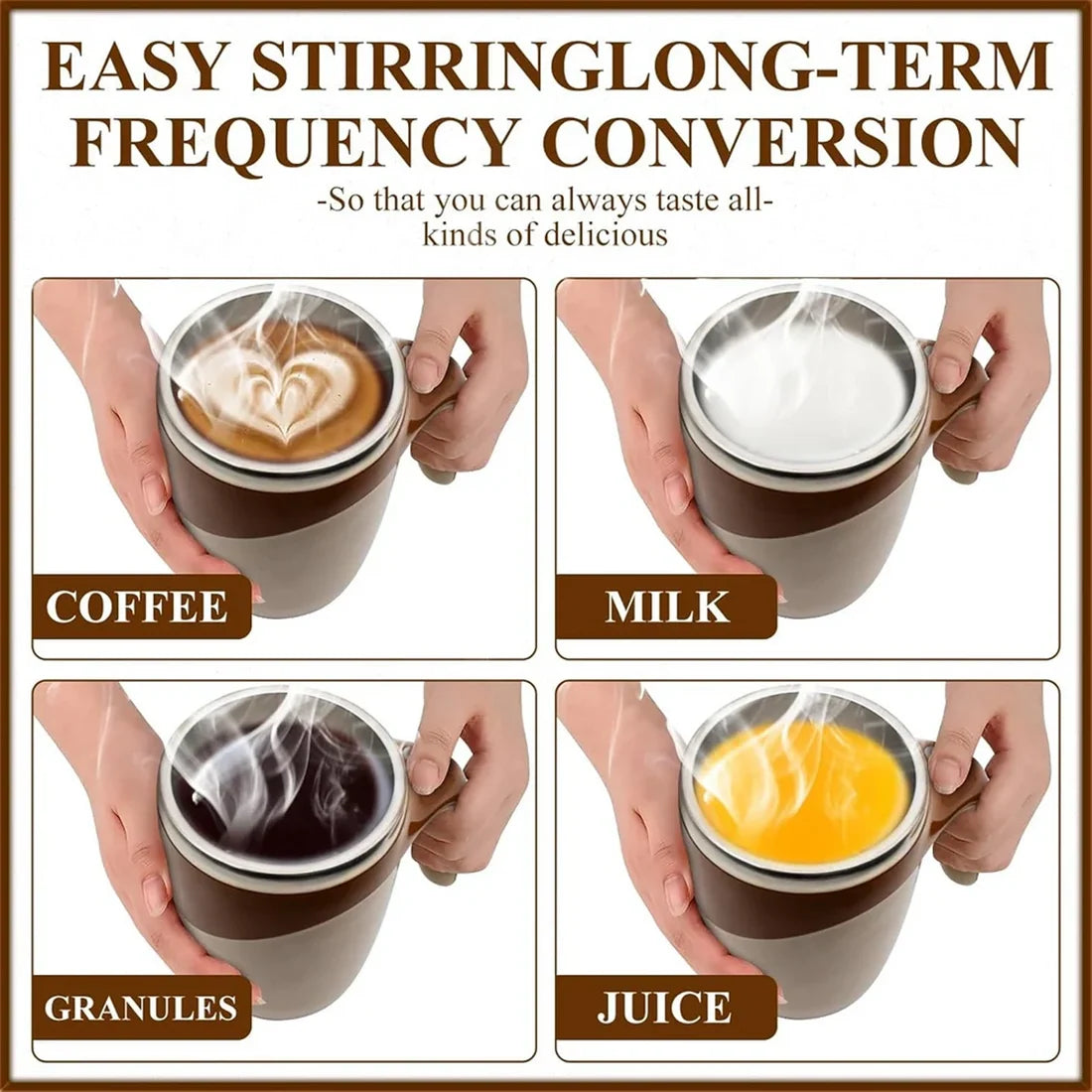 5545 Stirring Coffee Mug  Magnetic Stirring Coffee Cup  Stainless Steel Mug For Milk  Travel Mixing Cup  Self Stirring Coffee Mug Suitable For Coffee Milk Hot Chocolat  Battery Operated ( Battery Not Included )