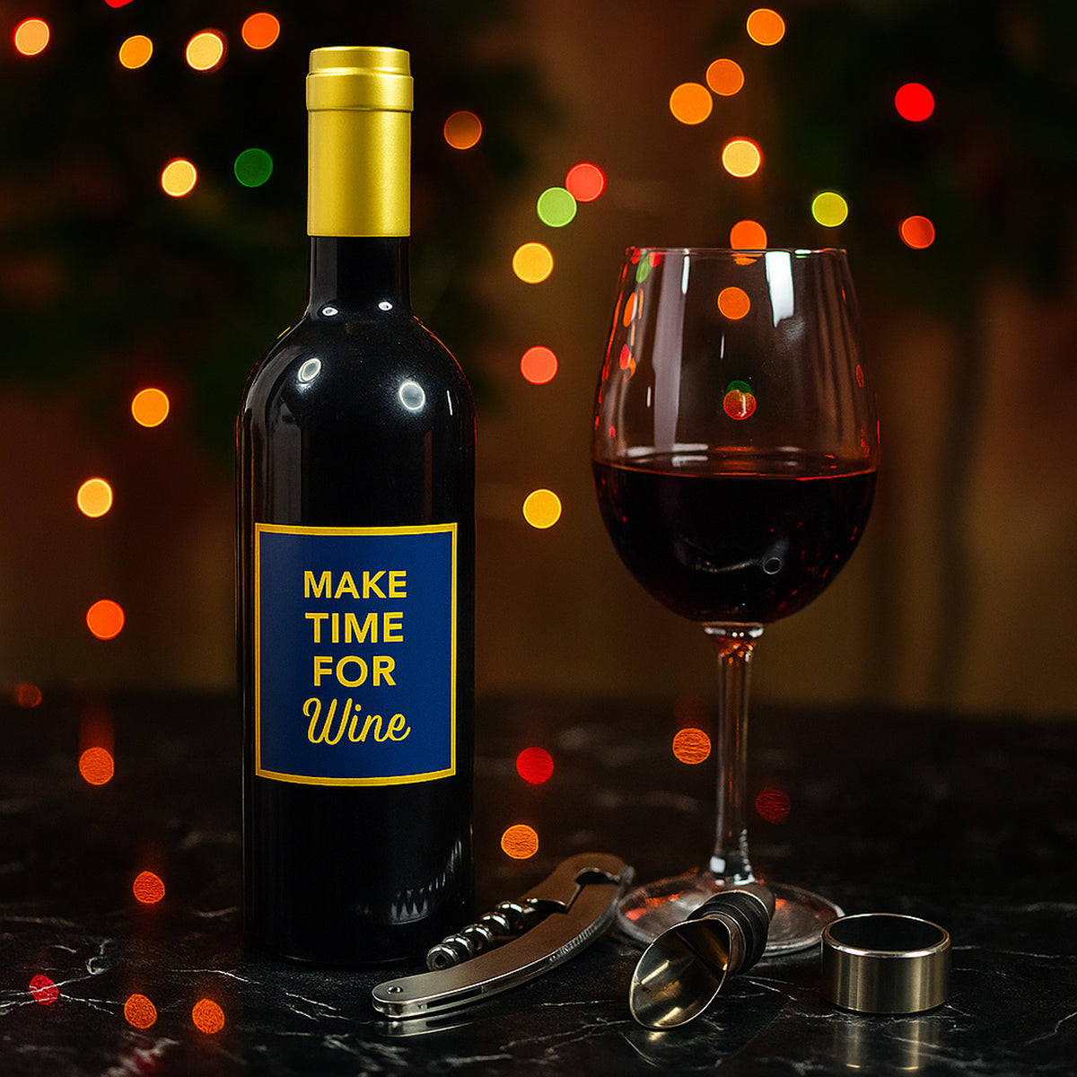 Premium Wine Bottle Shape Bar Accessory Gift Set
