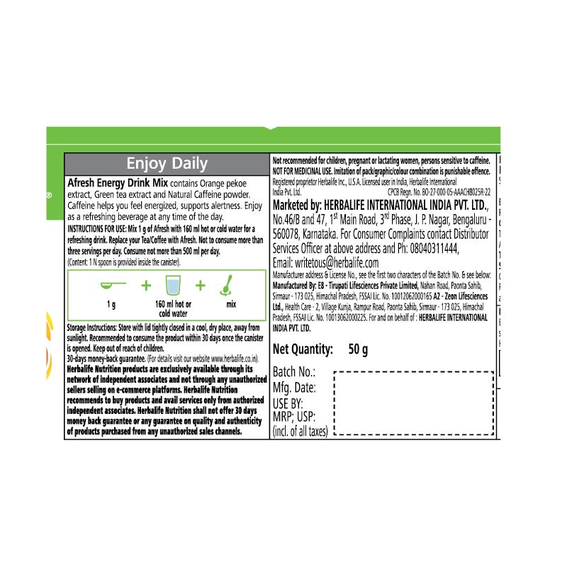Afresh Energy Drink Mix Cinnamon 50 g