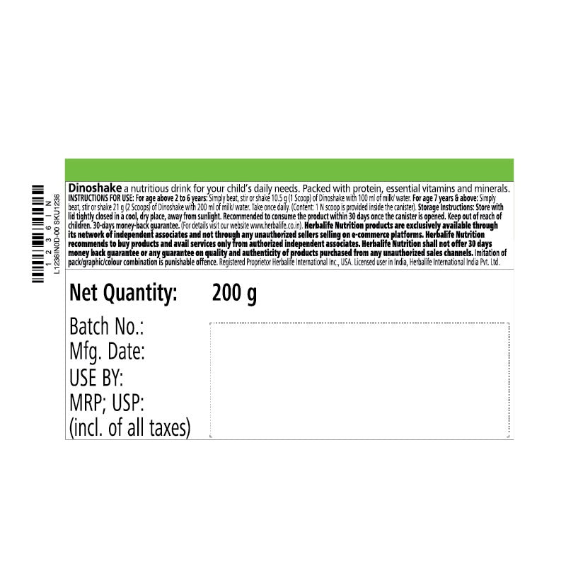 Dinoshake nutritional children’s drink mix - Strawberry flavour