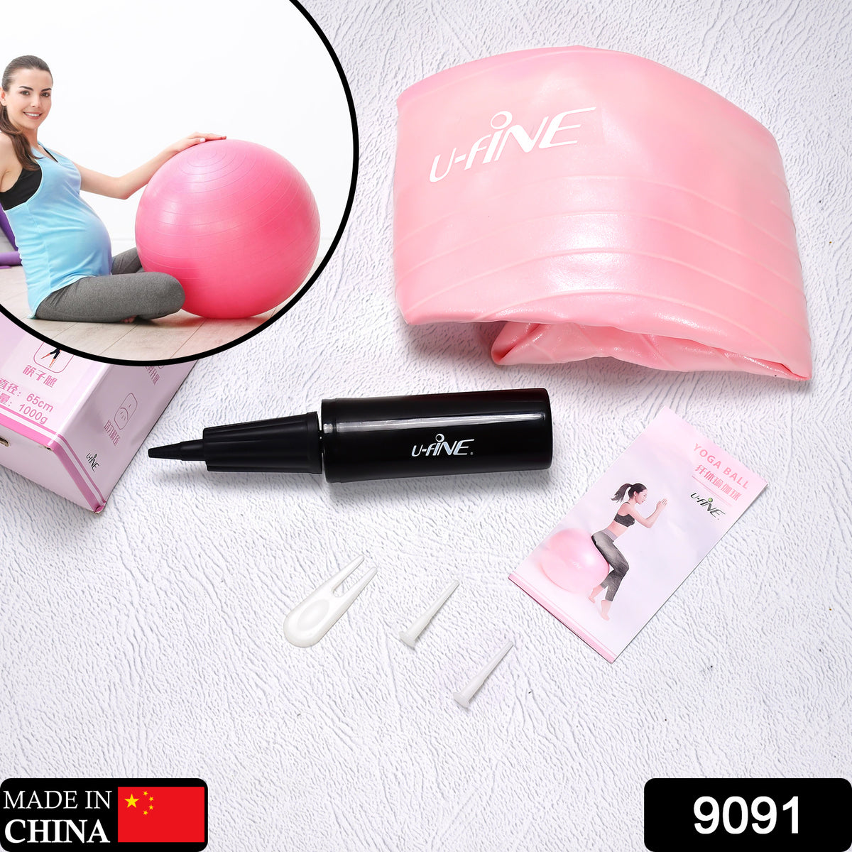 9091 Anti Burst 65 Cm Exercise Ball With Inflation Pump Non-slip Gym Ball For Yoga Pilates Core Training Exercises At Home And Gym- Suitable For Men And Women