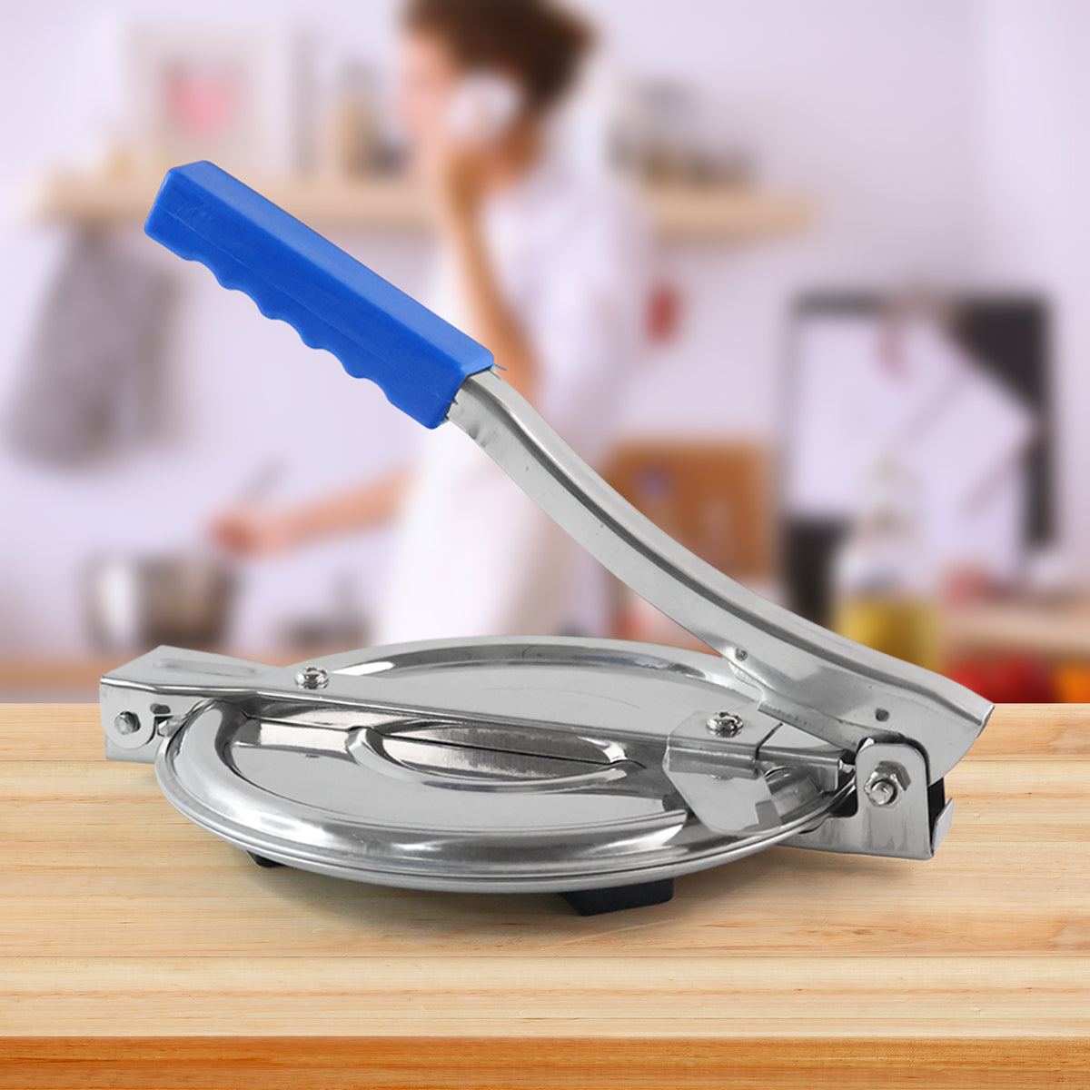 7149a Puri Press Maker - Stainless Steel Puri Maker Press Machine - Roti Chapati Presser For Home - Papad-khakhra- Puri Maker Press Machine With Handle Manual Puri Maker (Medium)