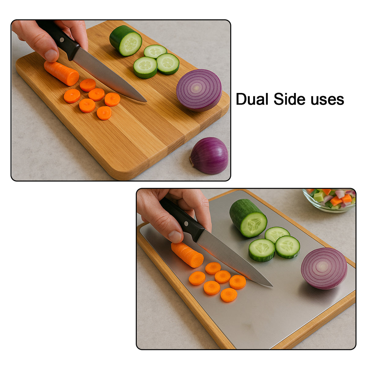 Apex Steel Oak Cutting Board With Wooden Handle (1 Pc)