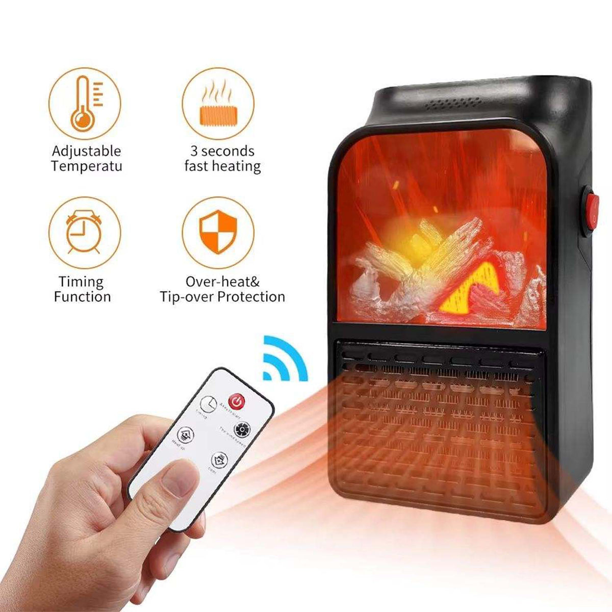 Portable Electric Fireplace Lamp Led Flame Heater (900w  1 Pc)