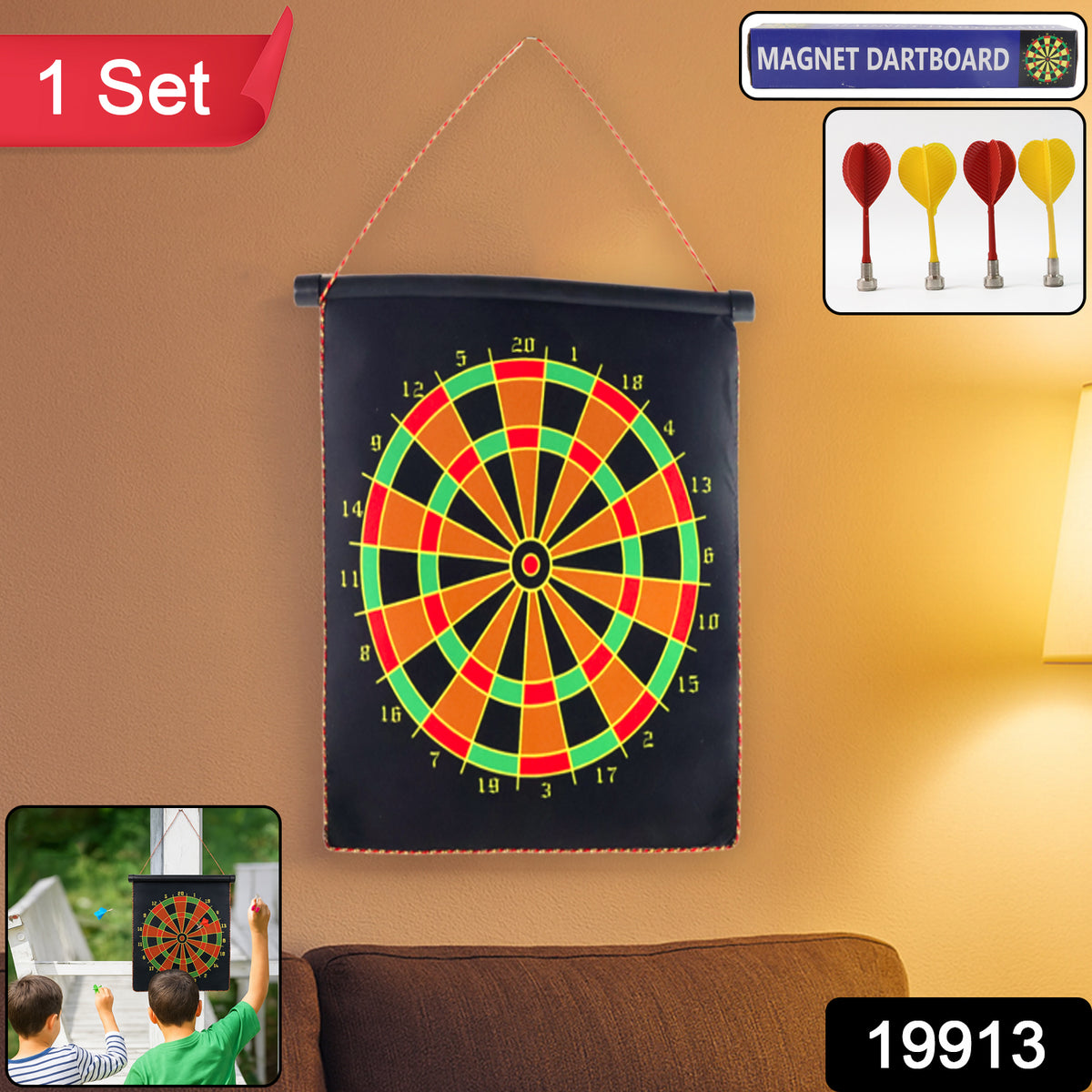 Magnetic Roll-up Dartboard Game - (12-inch  Set)