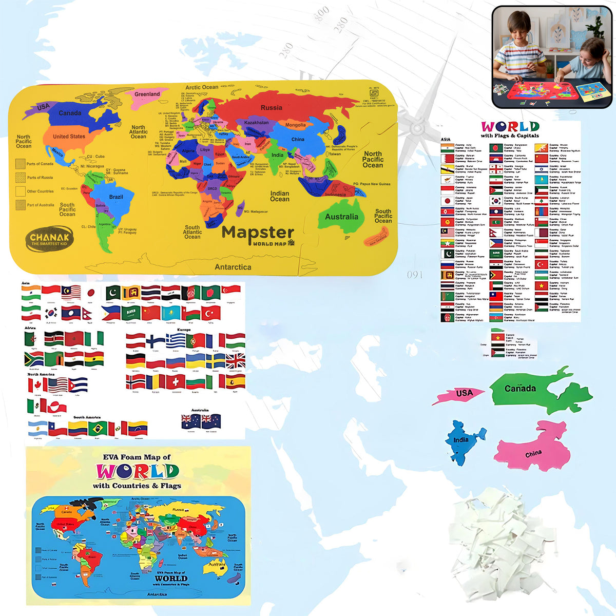 Aditi Mapster World Map Eva Foam Puzzle Set