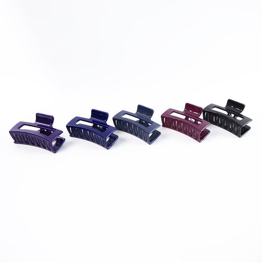 Matte Finish Rectangle Hair Claw Clip For Women And Girls  Assorted Color Pack  1 Pc