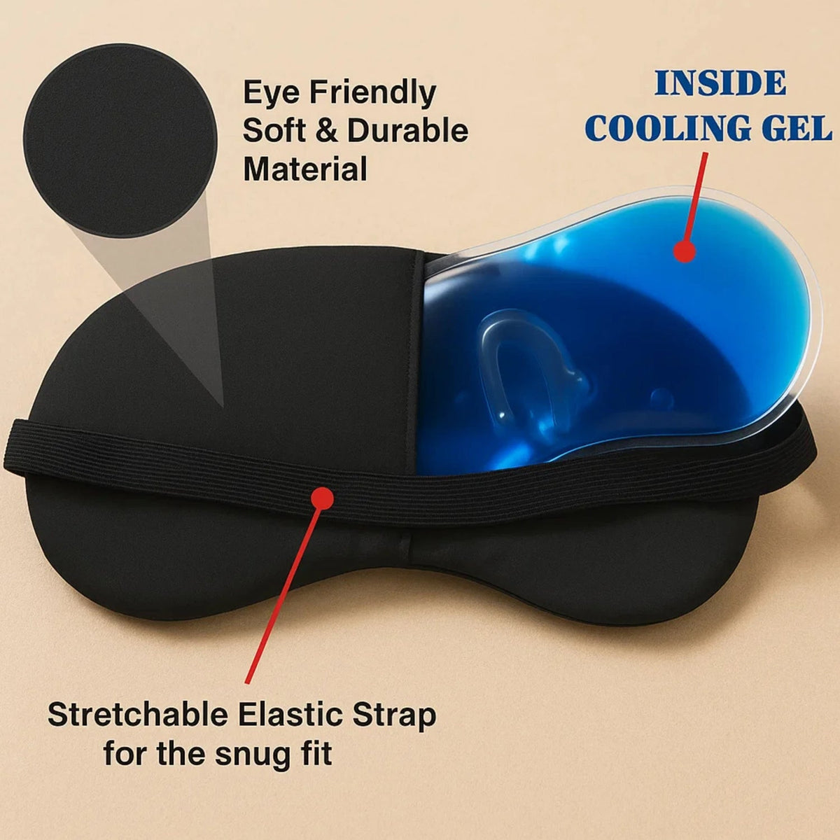 Reusable Cooling Gel Eye Mask With Soft Cover For Sleep And Relaxation (1 Set)