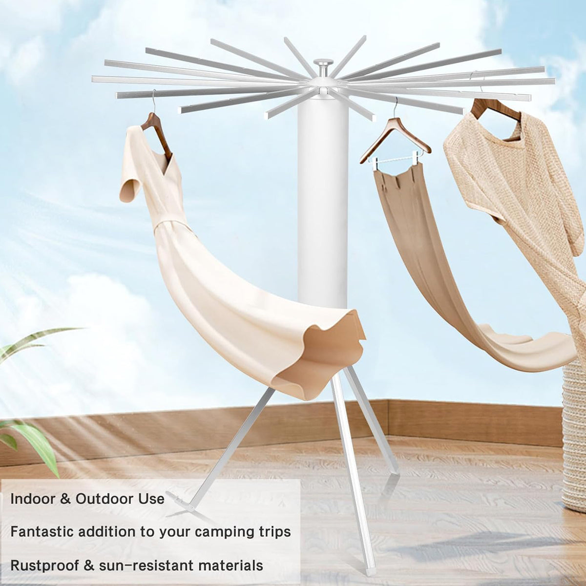 Foldable Rotary Clothes Drying Rack Stand (1 Pc)