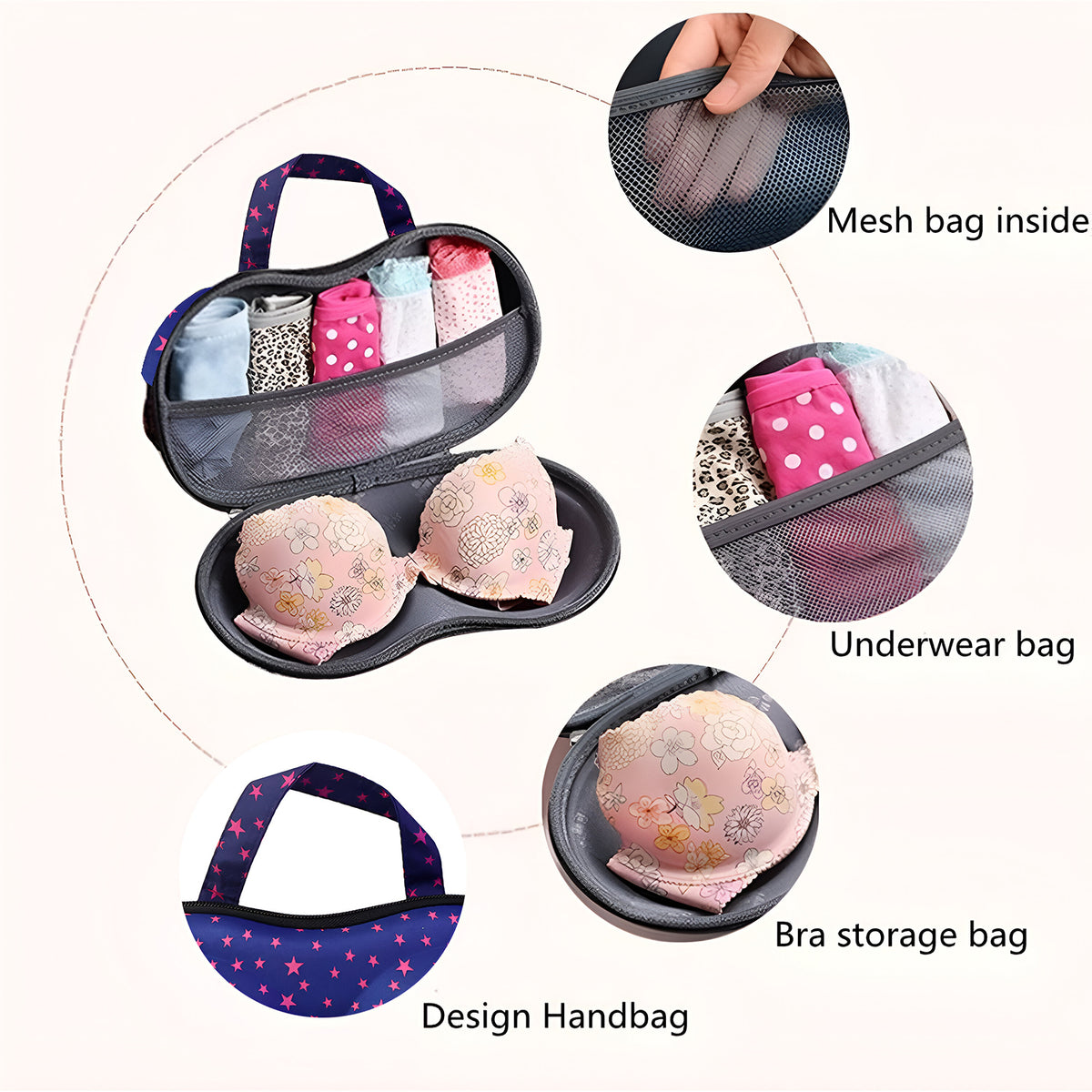 Premium Hard-shell Bra  Lingerie Storage Travel Case (1 Pc)