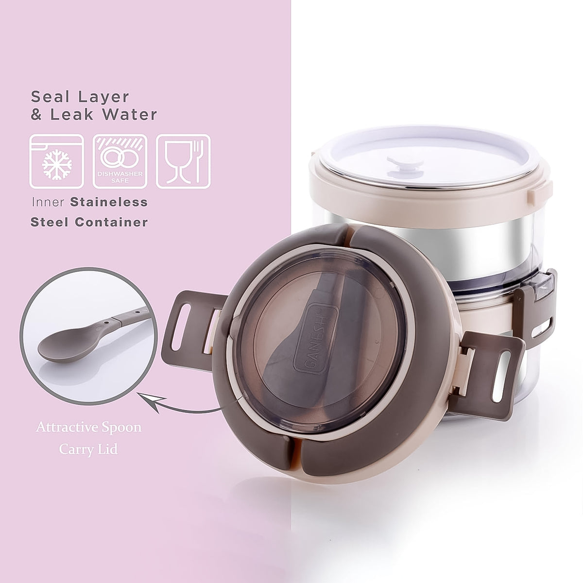 Ganesh Steko-2 Double Layer Stainless Steel Insulated Lunch Box Set