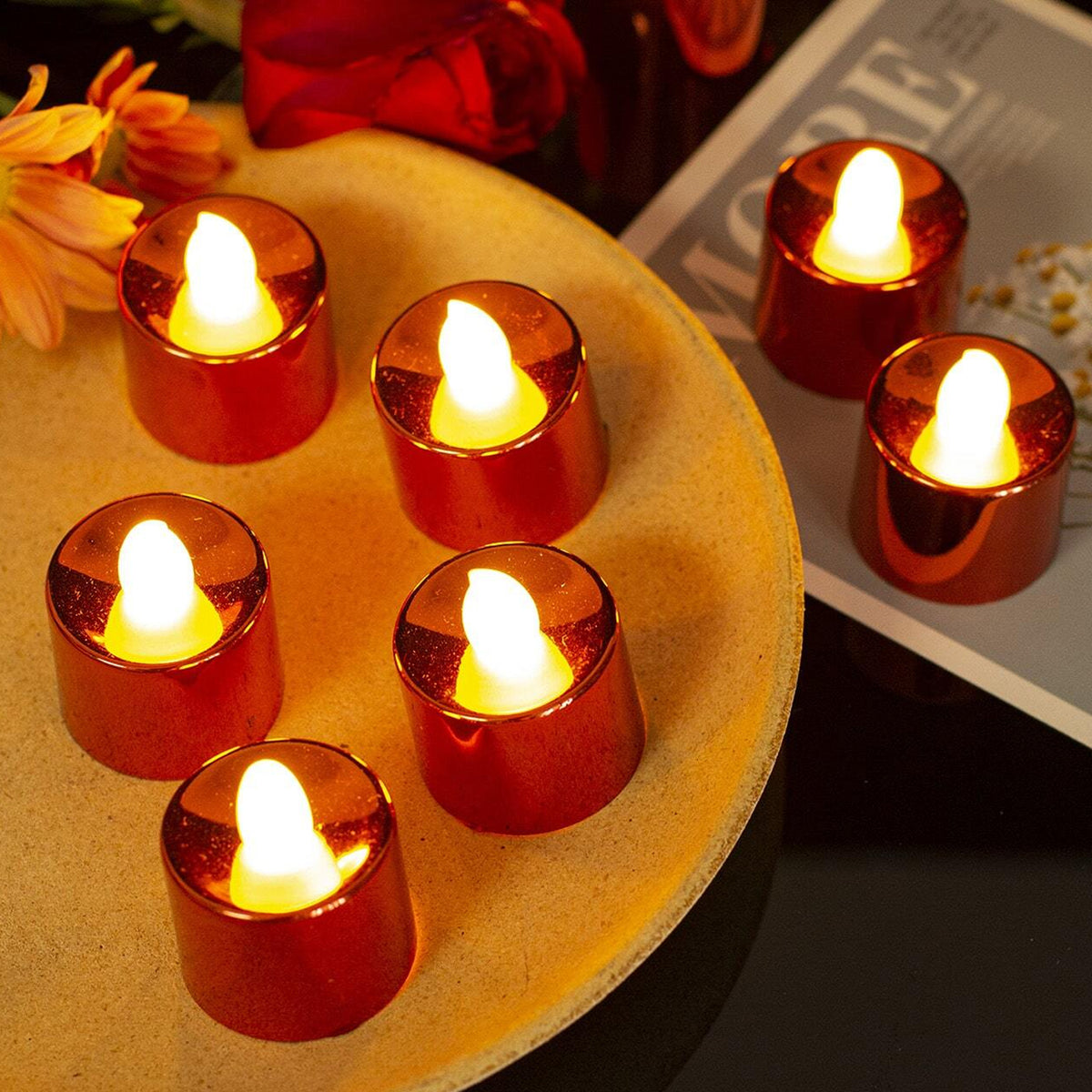 Electrical Candles Diya Led Tea Light Plastic Candle Light Candle Candle (24 Pc Set)