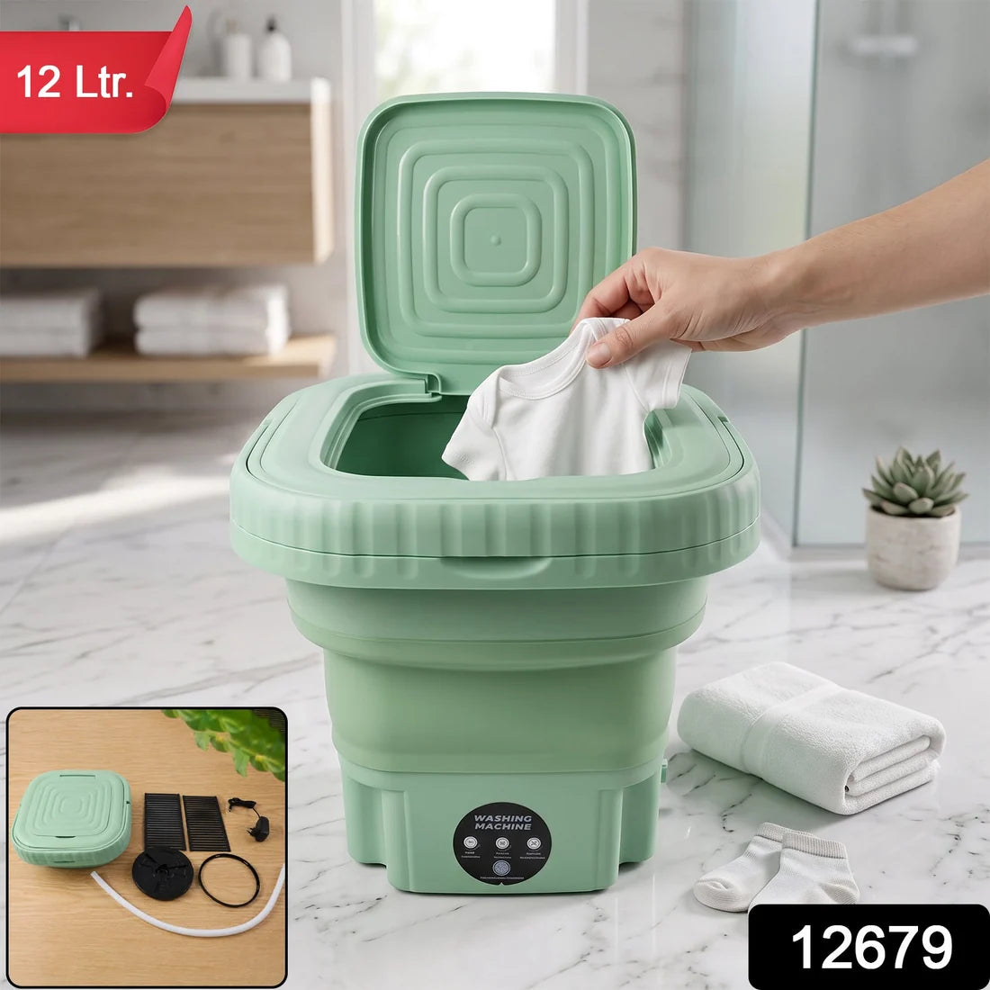12679 Portable Washing Machine Mini Folding Washer And Dryer Combo For Underwear Socks Baby Clothes Travel Camping Rv Dorm Apartment