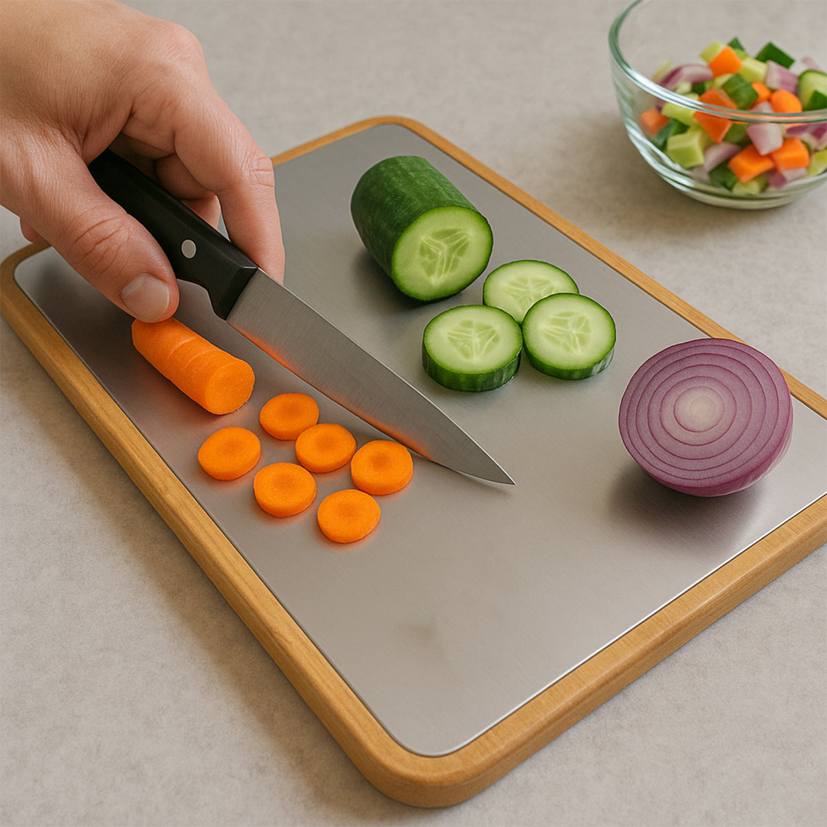 Apex Steel Oak Cutting Board With Wooden Handle (1 Pc)