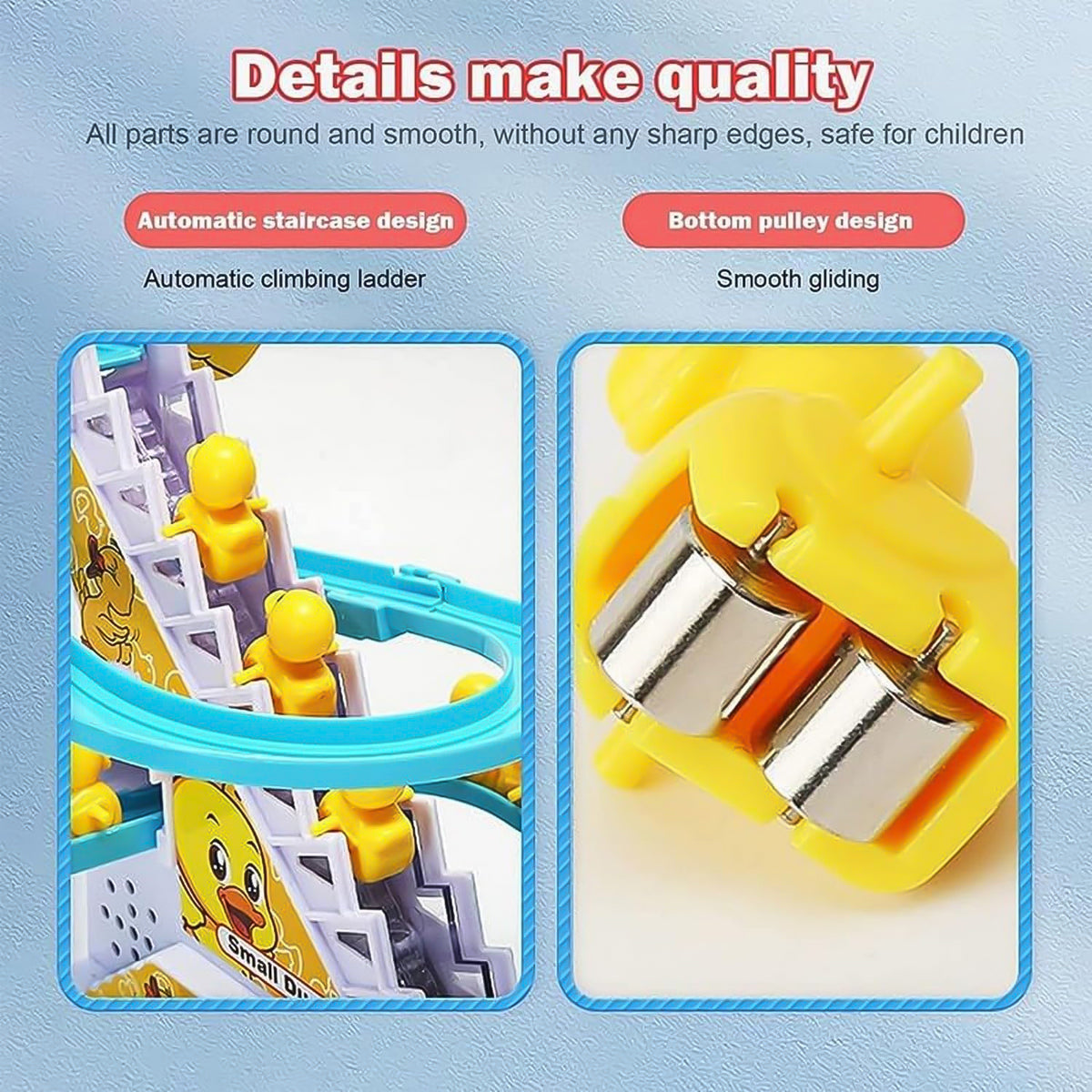 Lala Small Duck Climb Stairs Toy Roller Coaster With Flashing Lights  Music (3 Ducks)