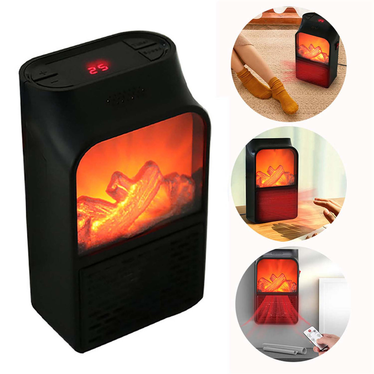 Portable Electric Fireplace Lamp Led Flame Heater (900w  1 Pc)
