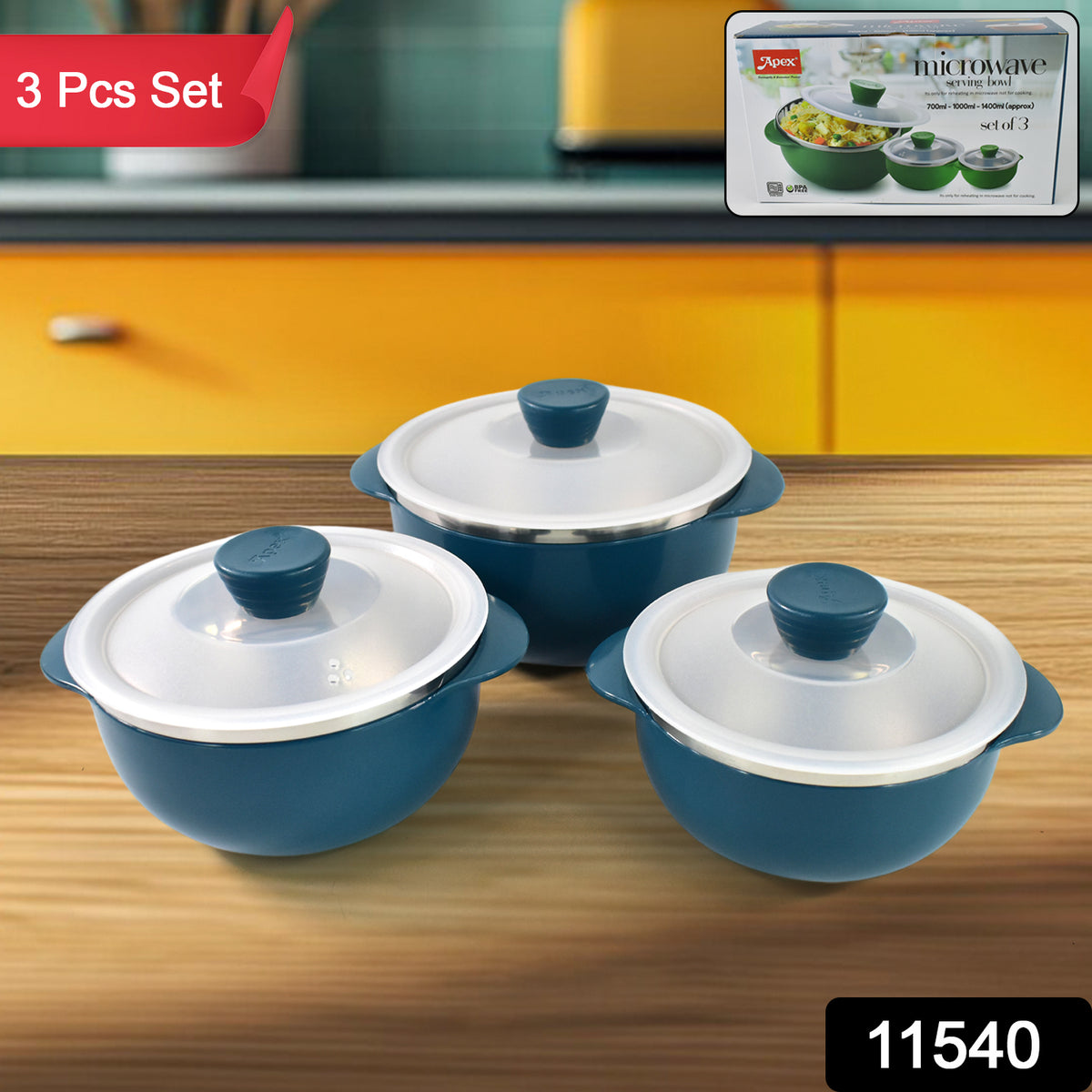 Apex Microwave-safe Serving Bowl 3 Pcs Set (700ml 1000ml 1400ml)
